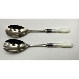 Southern Living Home SLAH Gallery 10" Salad Serving Spork Stainless Spoon White